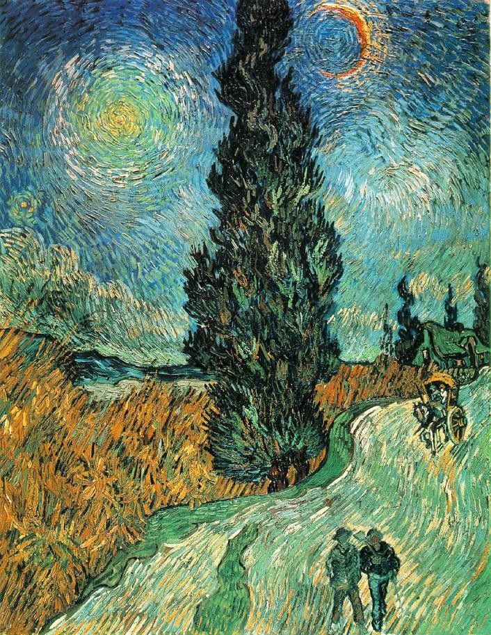 Vincent van Gogh Road with Cypress and Star